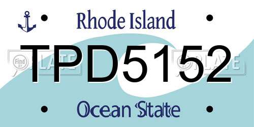 TPD5152 Rhode Island License Plate