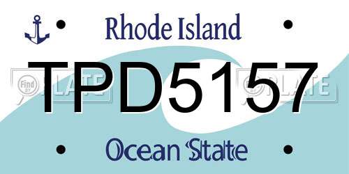 TPD5157 Rhode Island License Plate