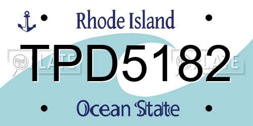 TPD5182 Rhode Island License Plate