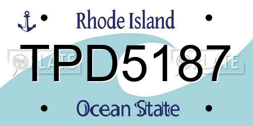 TPD5187 Rhode Island License Plate
