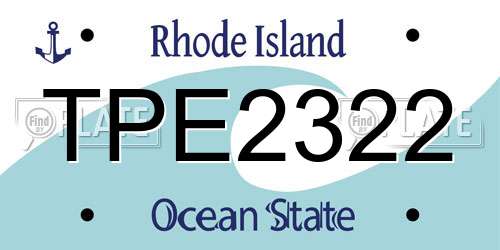 TPE2322 Rhode Island License Plate