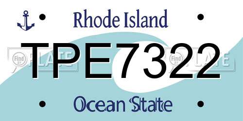 TPE7322 Rhode Island License Plate