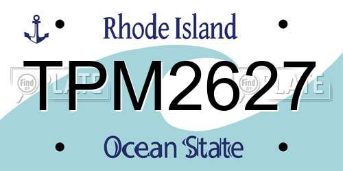 TPM2627 Rhode Island License Plate