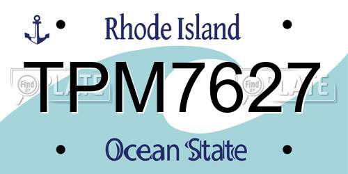 TPM7627 Rhode Island License Plate