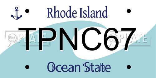 TPNC67 Rhode Island License Plate