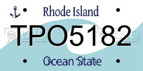 TPO5182 Rhode Island License Plate