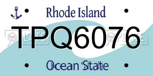TPQ6076 Rhode Island License Plate