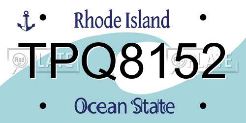 TPQ8152 Rhode Island License Plate