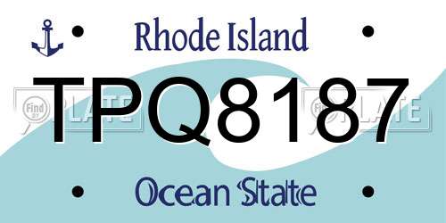 TPQ8187 Rhode Island License Plate