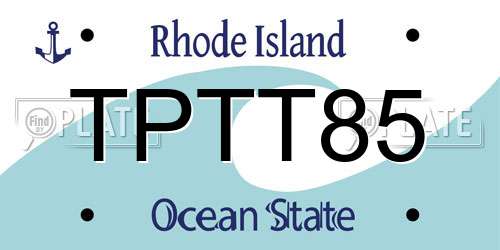 TPTT85 Rhode Island License Plate