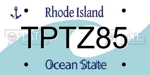 TPTZ85 Rhode Island License Plate
