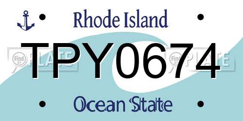TPY0674 Rhode Island License Plate