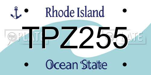 TPZ255 Rhode Island License Plate
