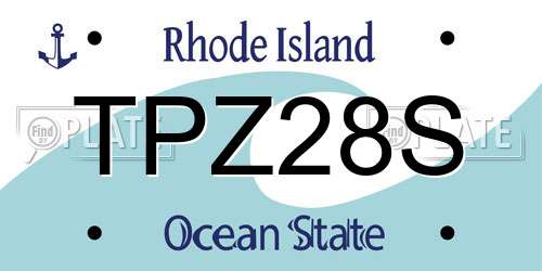 TPZ28S Rhode Island License Plate
