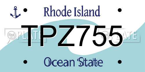 TPZ755 Rhode Island License Plate