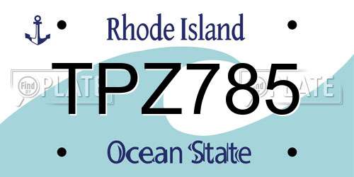 TPZ785 Rhode Island License Plate