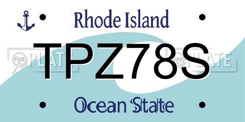 TPZ78S Rhode Island License Plate