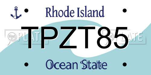 TPZT85 Rhode Island License Plate