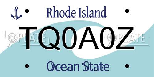 TQ0A0Z Rhode Island License Plate
