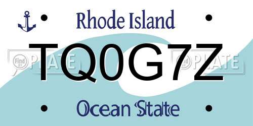 TQ0G7Z Rhode Island License Plate