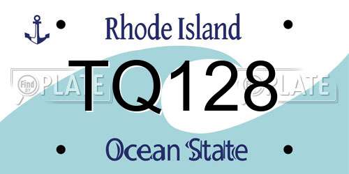 TQ128 Rhode Island License Plate