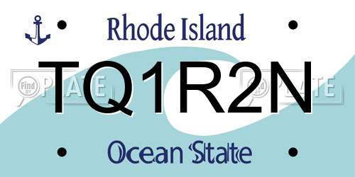TQ1R2N Rhode Island License Plate