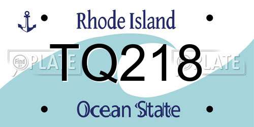 TQ218 Rhode Island License Plate