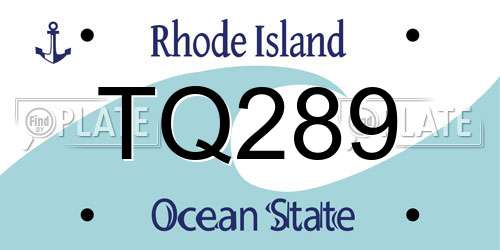 TQ289 Rhode Island License Plate