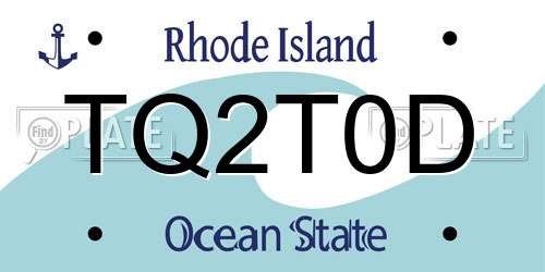 TQ2T0D Rhode Island License Plate