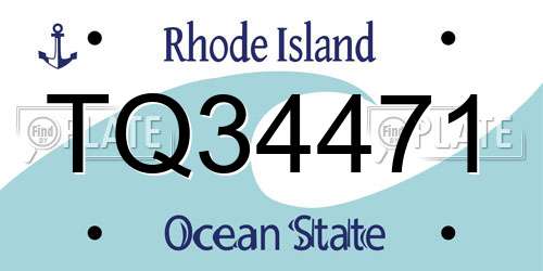 TQ34471 Rhode Island License Plate