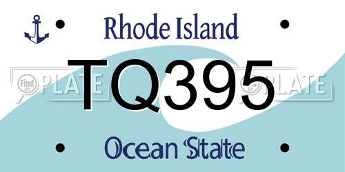 TQ395 Rhode Island License Plate