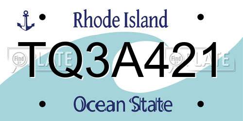 TQ3A421 Rhode Island License Plate