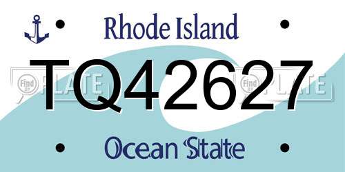 TQ42627 Rhode Island License Plate