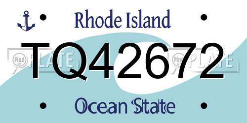 TQ42672 Rhode Island License Plate