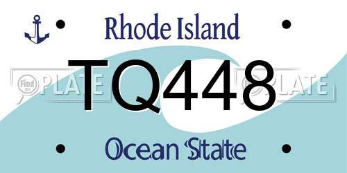 TQ448 Rhode Island License Plate