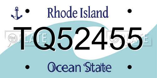 TQ52455 Rhode Island License Plate