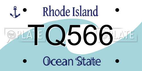 TQ566 Rhode Island License Plate