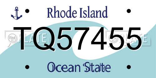 TQ57455 Rhode Island License Plate