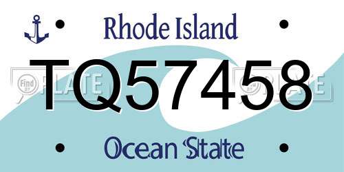 TQ57458 Rhode Island License Plate