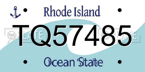 TQ57485 Rhode Island License Plate