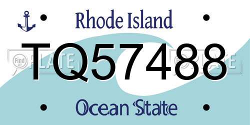 TQ57488 Rhode Island License Plate
