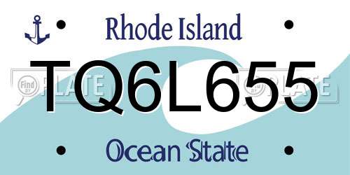 TQ6L655 Rhode Island License Plate
