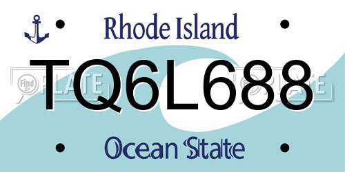 TQ6L688 Rhode Island License Plate