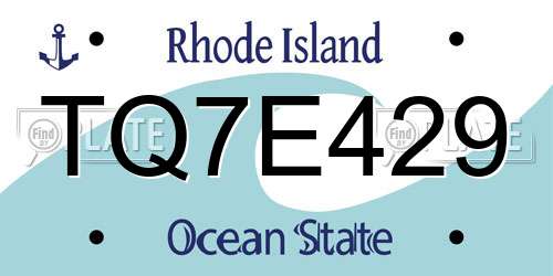 TQ7E429 Rhode Island License Plate