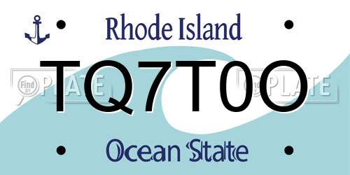 TQ7T0O Rhode Island License Plate