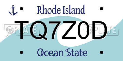 TQ7Z0D Rhode Island License Plate