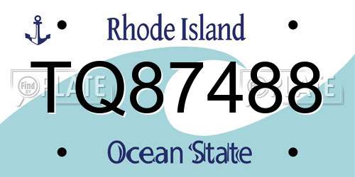 TQ87488 Rhode Island License Plate