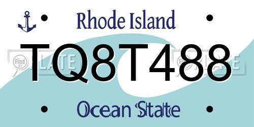 TQ8T488 Rhode Island License Plate