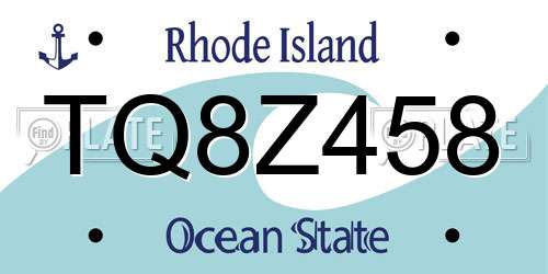 TQ8Z458 Rhode Island License Plate