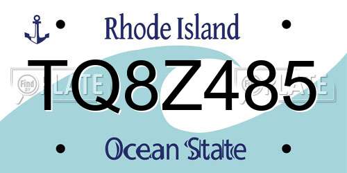 TQ8Z485 Rhode Island License Plate
